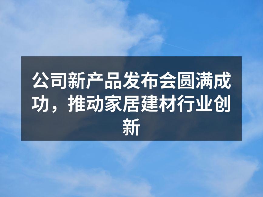 公司新产品发布会圆满成功，推动家居建材行业创新